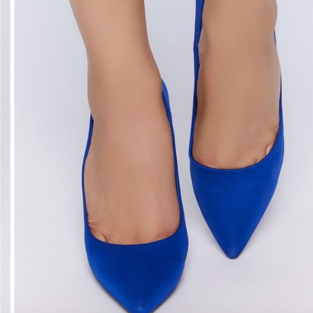 COBALT BLUE LUSTROUS POINTED TOE PUMPS - Picture 4 of 4